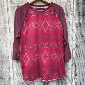 American Eagle Aztec design baseball tee